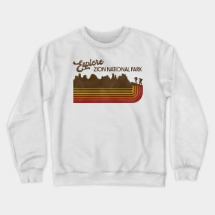 Explore Zion National Park Retro 70s/80s Stripe Crewneck Sweatshirt